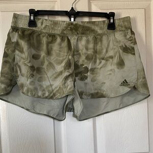 Adidas Women's Olive Patterned Athletic Shorts